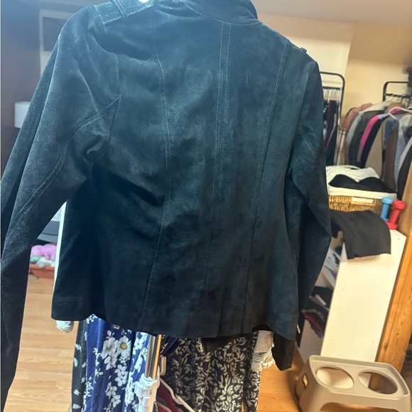Bagatelle Women's Black Suede Leather Jacket with Silver Accents - Picture 2 of 8